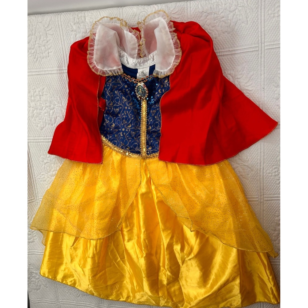 Disney Store Snow White Princess Costume Dress Blue Yellow Red Kids Size 4-6X - Picture 13 of 16